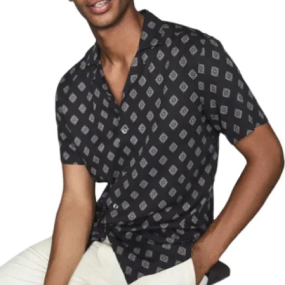 Reiss Joss Medallion Printed Cuban Collar Shirt XXL NWT - Picture 5 of 9